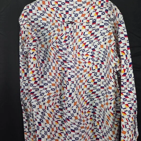 NWT Tommy Jeans Shirt Mens Small White Archive Flag Print  Skate Fit Skateboard - Picture 7 of 7